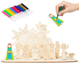 B1ykin 16Pcs Resurrection Scene Wood 3D Craft Religious Storytelling Make Your Own Jesus Nativity Easter Christian DIY Accessories Cross Party Decorations Gifts Home School Activities for Kids